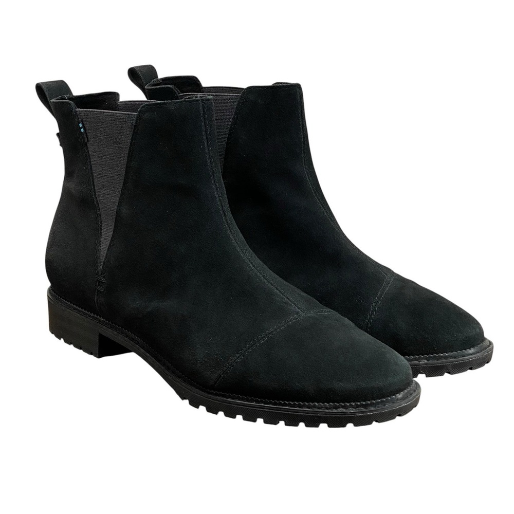 TOMS Cleo Chelsea Boots Women's Size 11 Black Suede Pull On